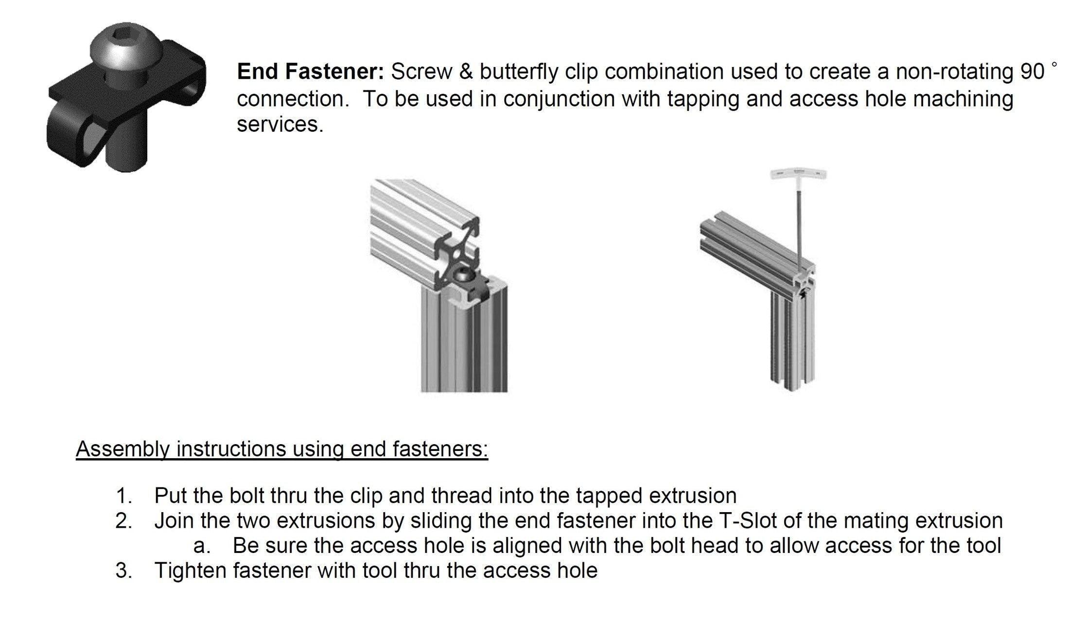 Standard End Fastener 5/16-18 x 1" | 15 Series Aluminum Extrusion - Forces Inc