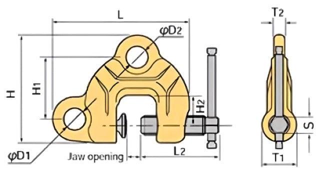 Super Heavy-Duty Screw Cam Clamp Double Eye - 2T - Forces Inc