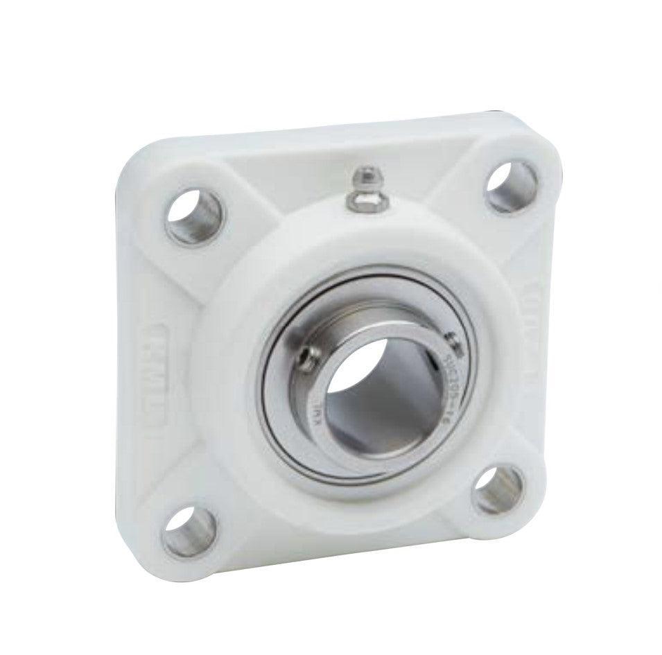 Thermoplastic 4-Bolt Flange 1-1/4" Shaft Stainless with Set Screws | FPL206-SSUC206 - Forces Inc