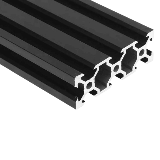 1" X 3" Black Smooth T-Slotted - 10 Series