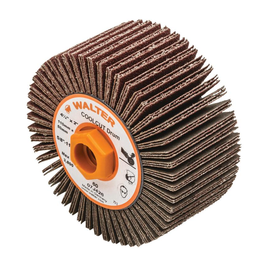 07J426 | COOLCUT™ Flap Drum 4-1/4" x 3", 5/8"-11 Arbor, 60 Grit, Cloth