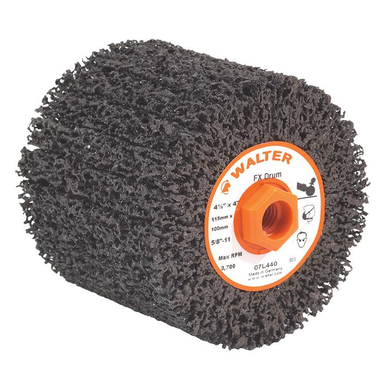 07L440 | FX™ Cleaning and Finishing Drum 4-1/4" x 4", 5/8"-11 Arbor, Coarse, Non-Woven