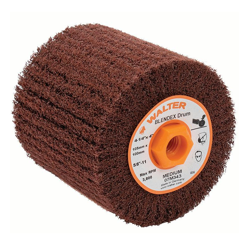 07M343 | BLENDEX™ Surface Conditioning Drum 4-1/4" x 4", 5/8"-11 Arbor, Medium, Non-Woven
