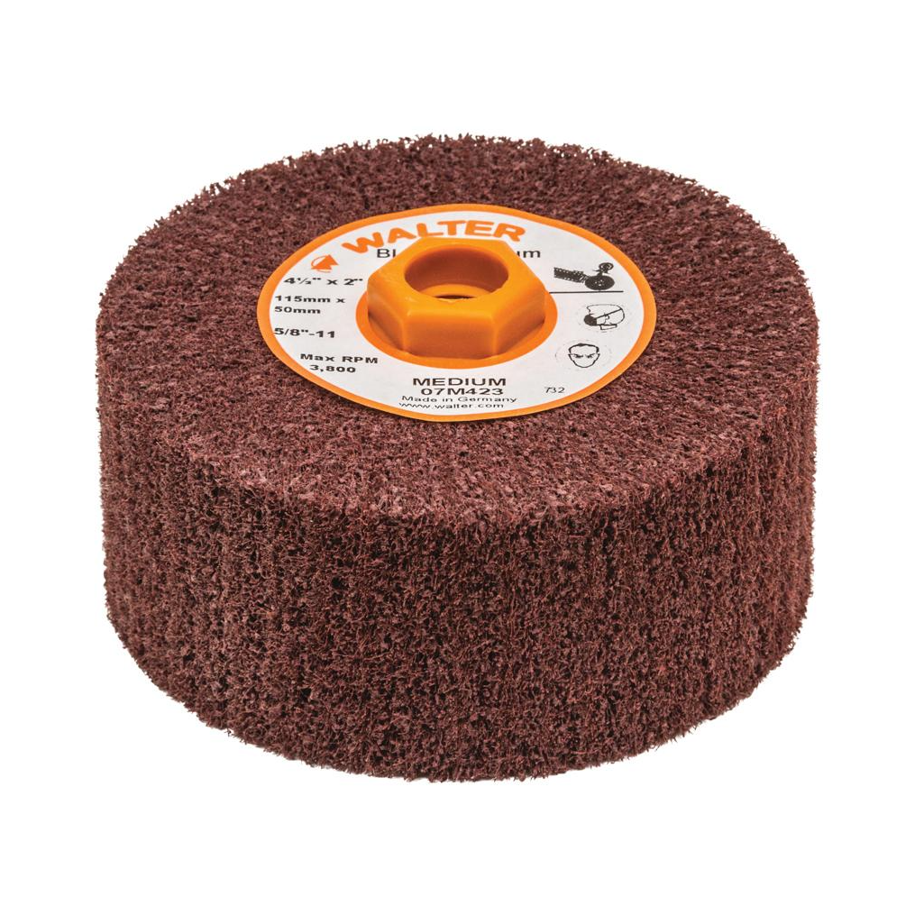 07M423 | BLENDEX™ Surface Conditioning Drum 4-1/2" x 2", 5/8"-11 Arbor, Medium, Non-Woven