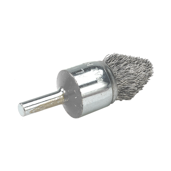 09C028 | All Metal™ Mounted Wire Brush 3/4", 1/4" Arbor, Crimped Wires Steel Wires