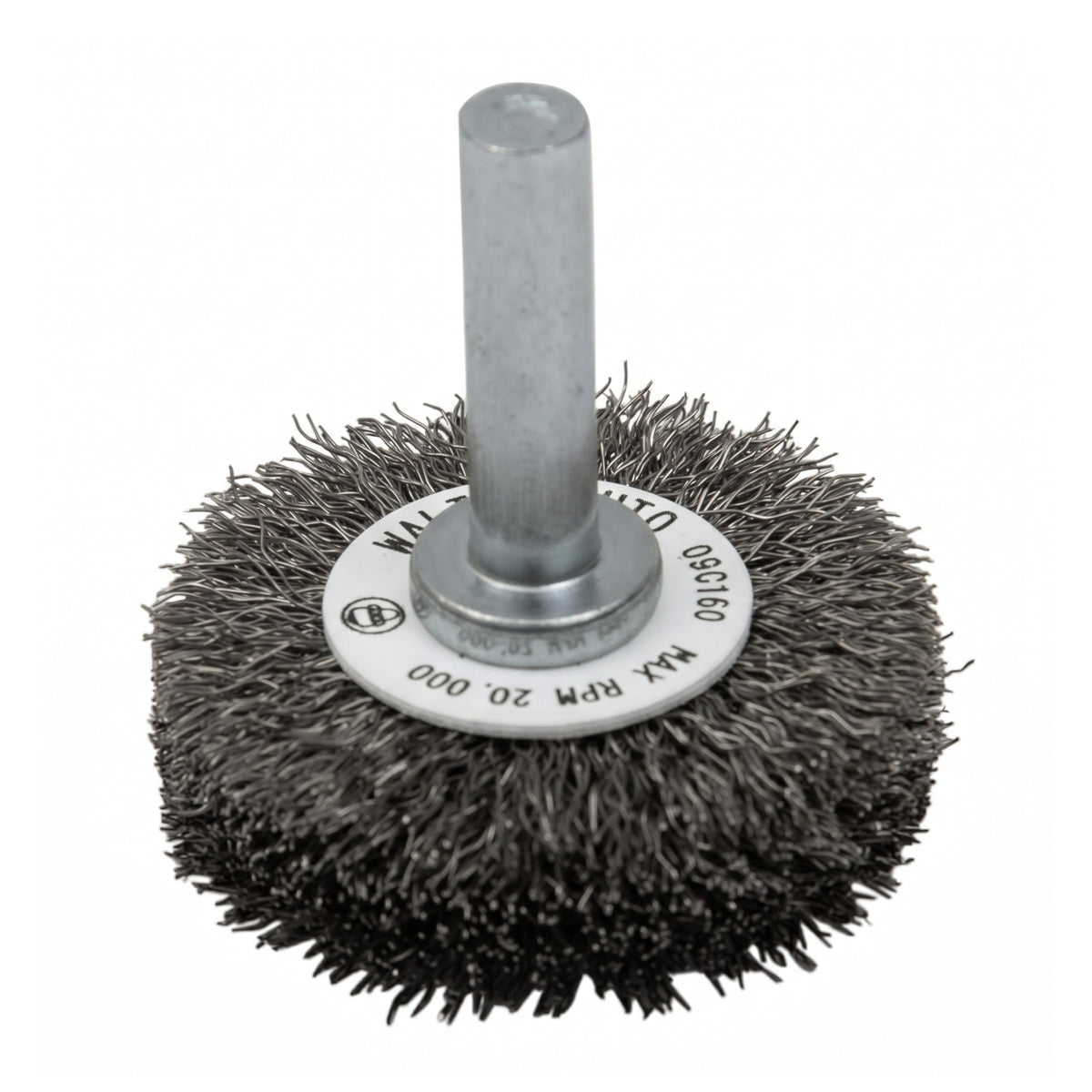09C160 | All Metal™ Mounted Wire Brush 1-3/8", 1/4" Arbor, Crimped Wires Stainless Steel Wires