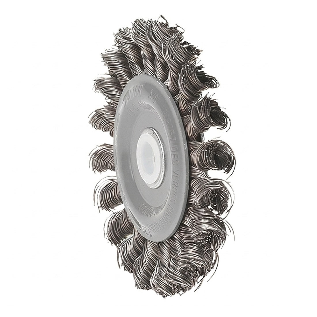 09C303 | All Metal™ Mounted Wire Brush 3", 3/8" Arbor, Double Sided Knot-Twisted Steel Wires