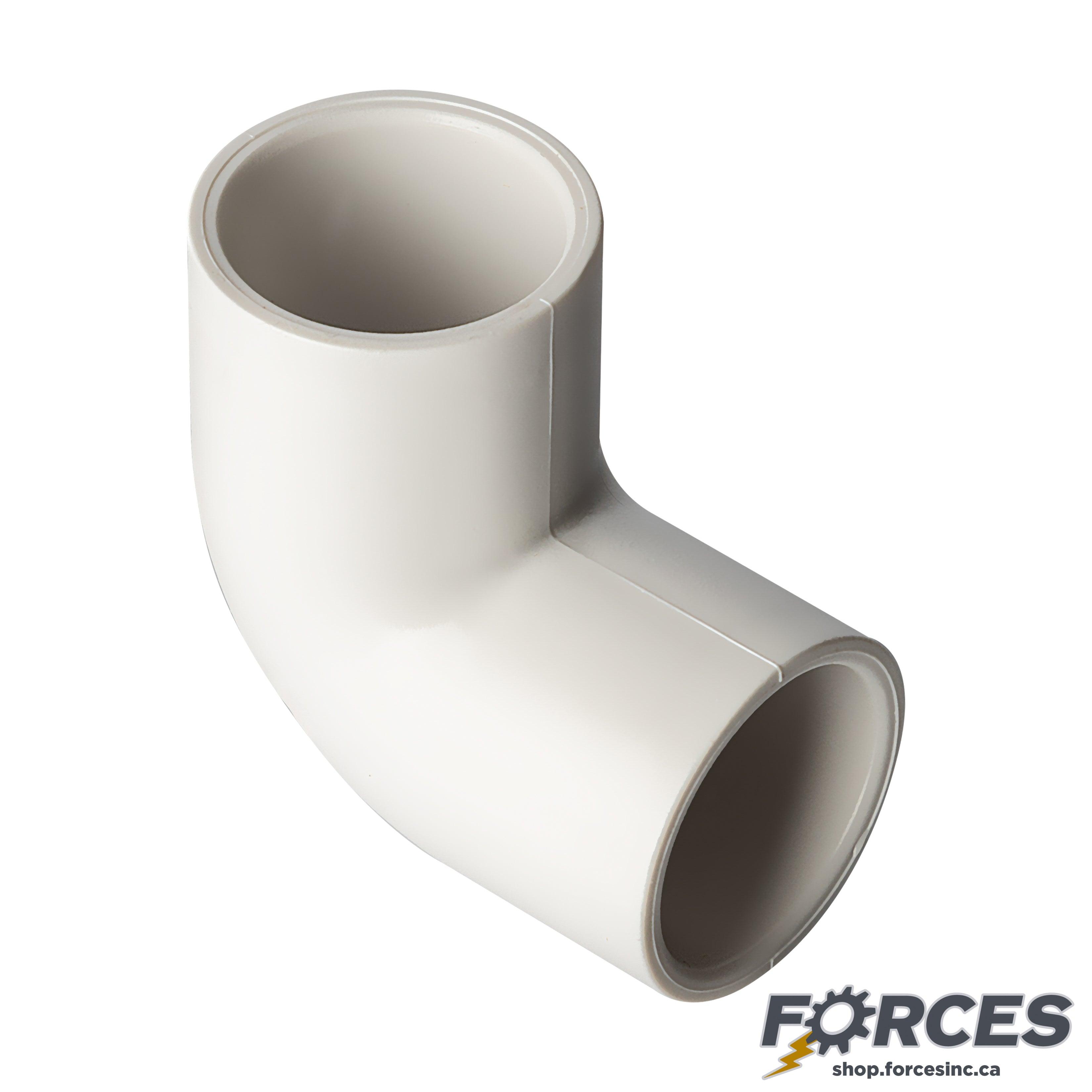 1-1/2" 90° Elbow (Socket) Sch 40 - PVC white | 406015W - Forces Inc