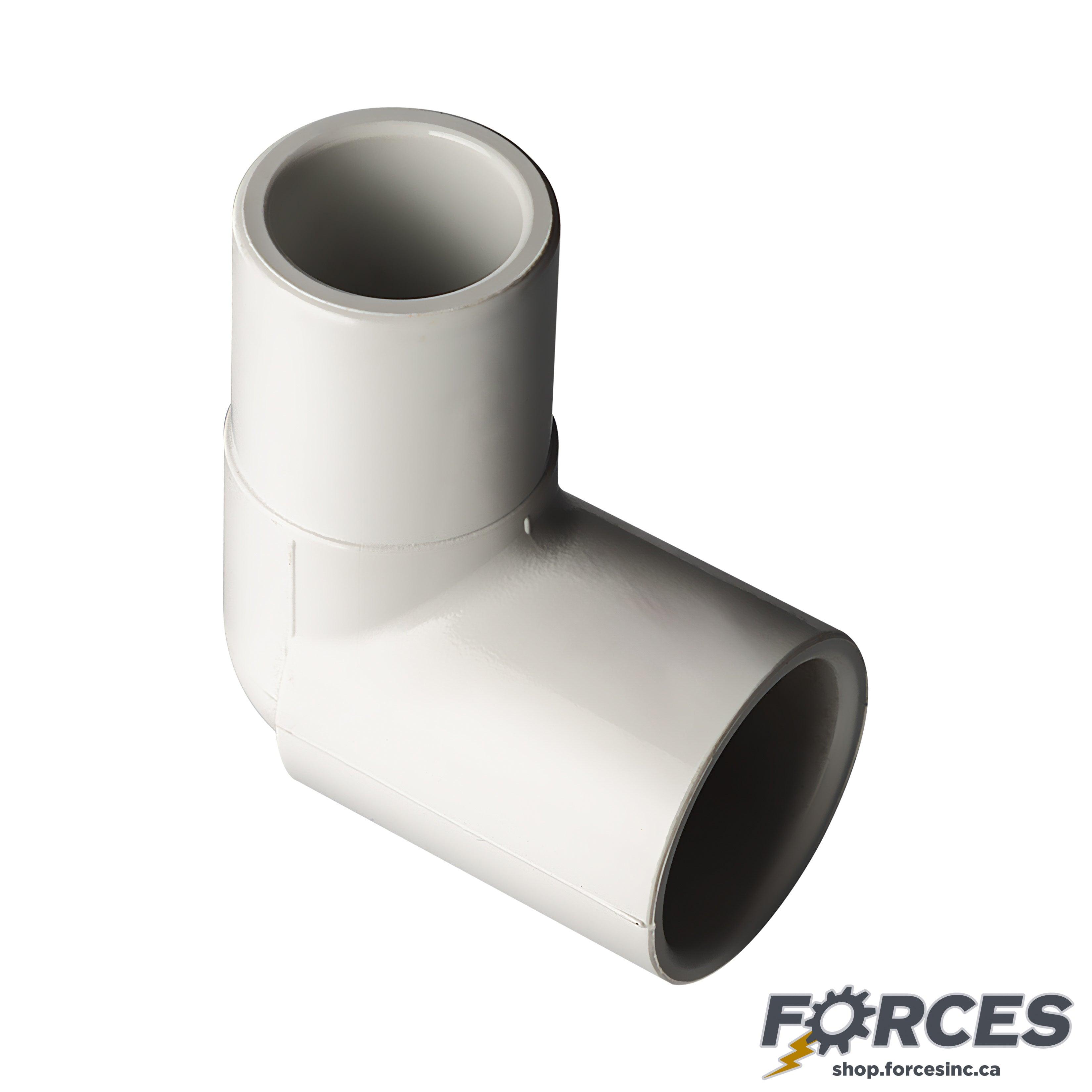 1-1/2" 90° Elbow (SPG x Male Slip) Sch 40 - PVC white | 409015W - Forces Inc