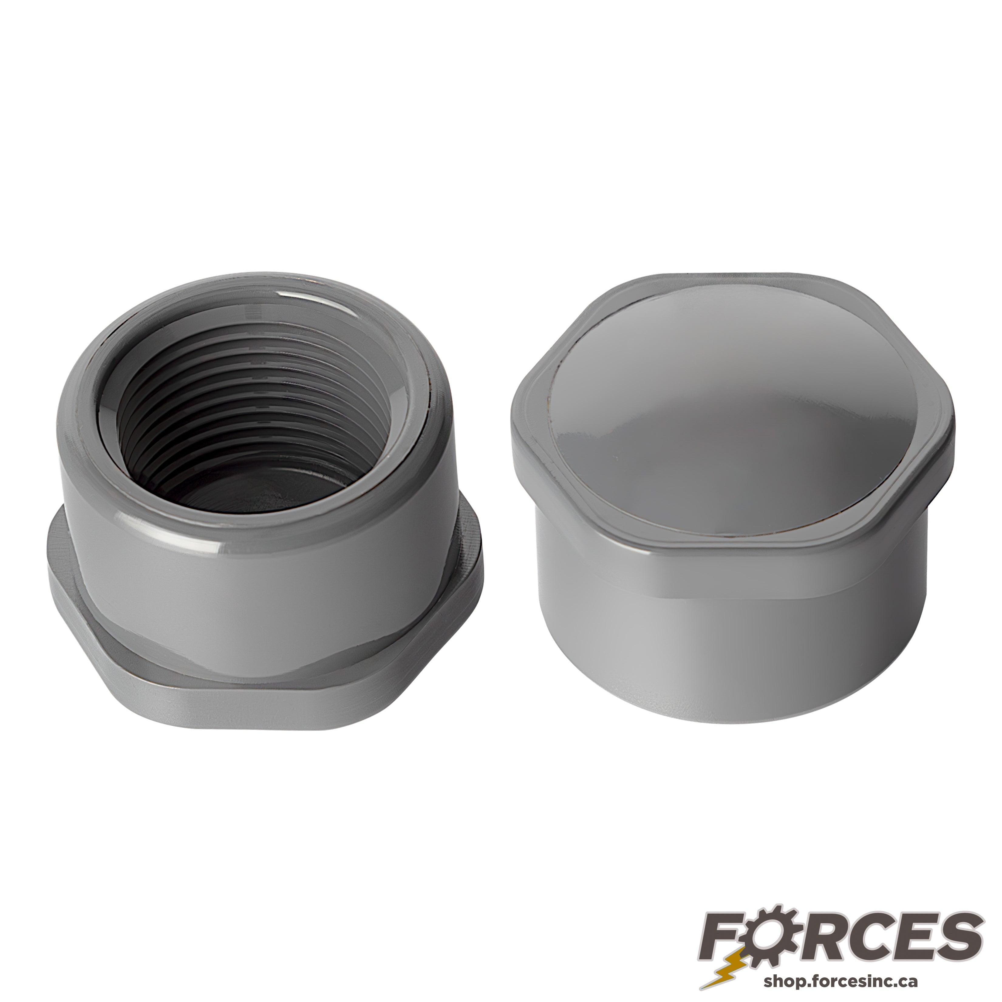 1-1/2" Cap (Threaded) Sch 80 - PVC Grey | 848015 - Forces Inc