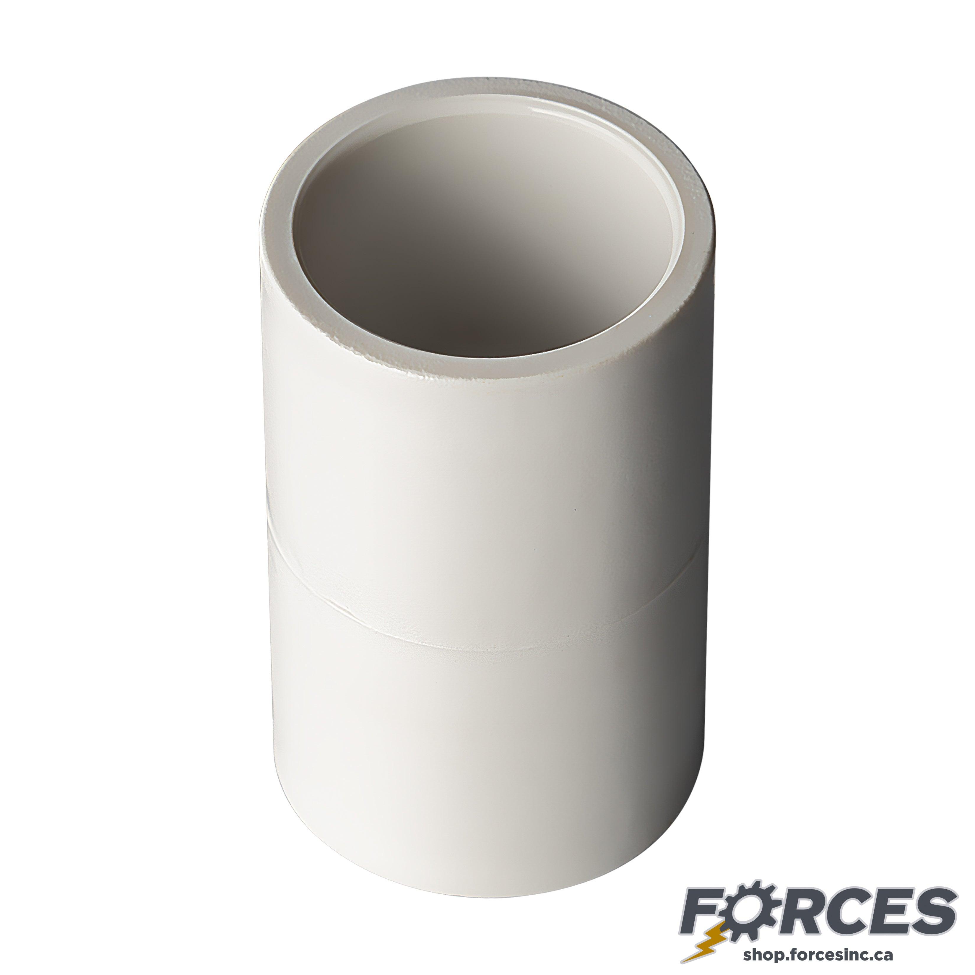 1-1/2" Coupling (Socket) Sch 40 - PVC white | 429015W - Forces Inc