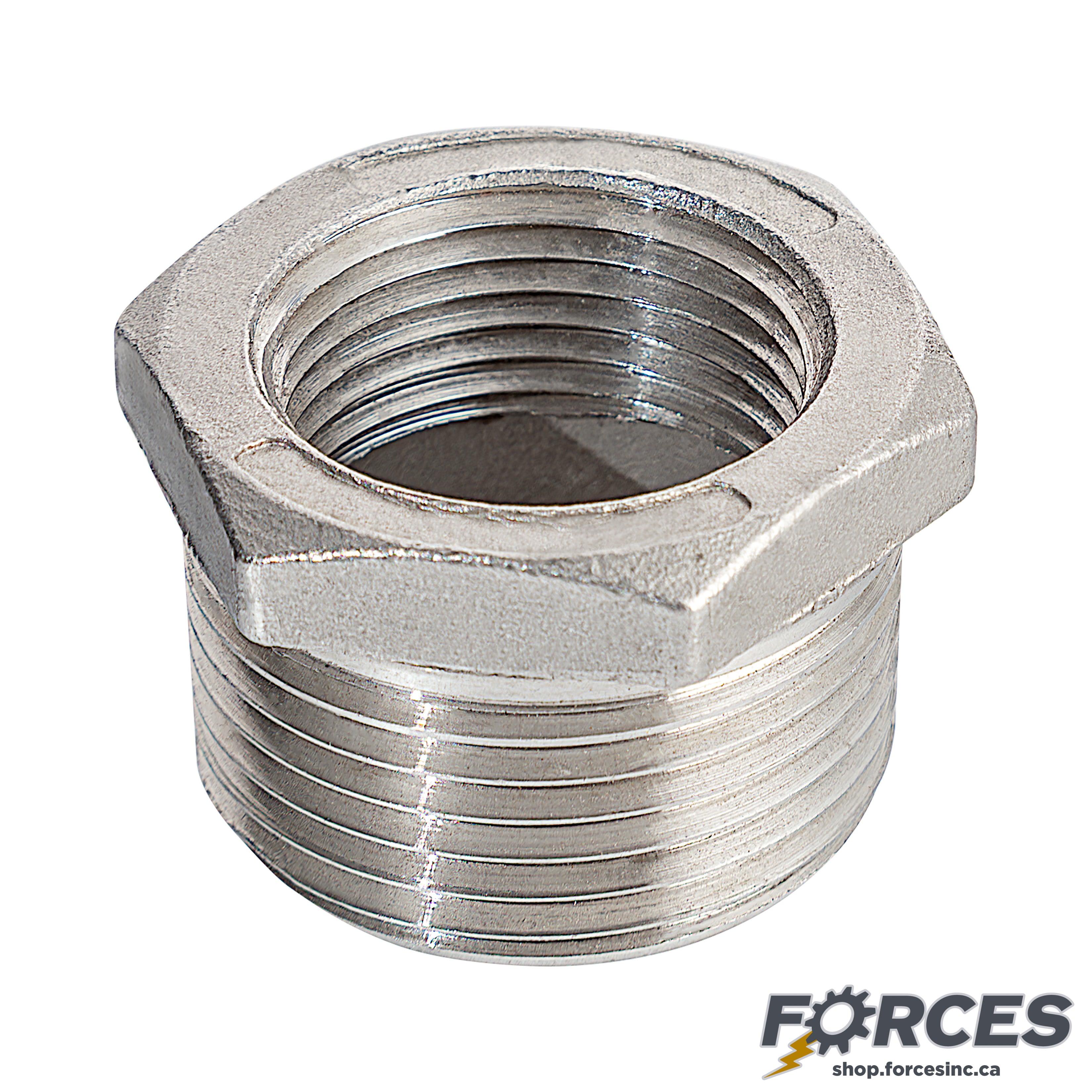 1-1/2" (M) x 1-1/4" (F) Reducing Hex Bushing NPT #150 - Stainless Steel 316 - Forces Inc