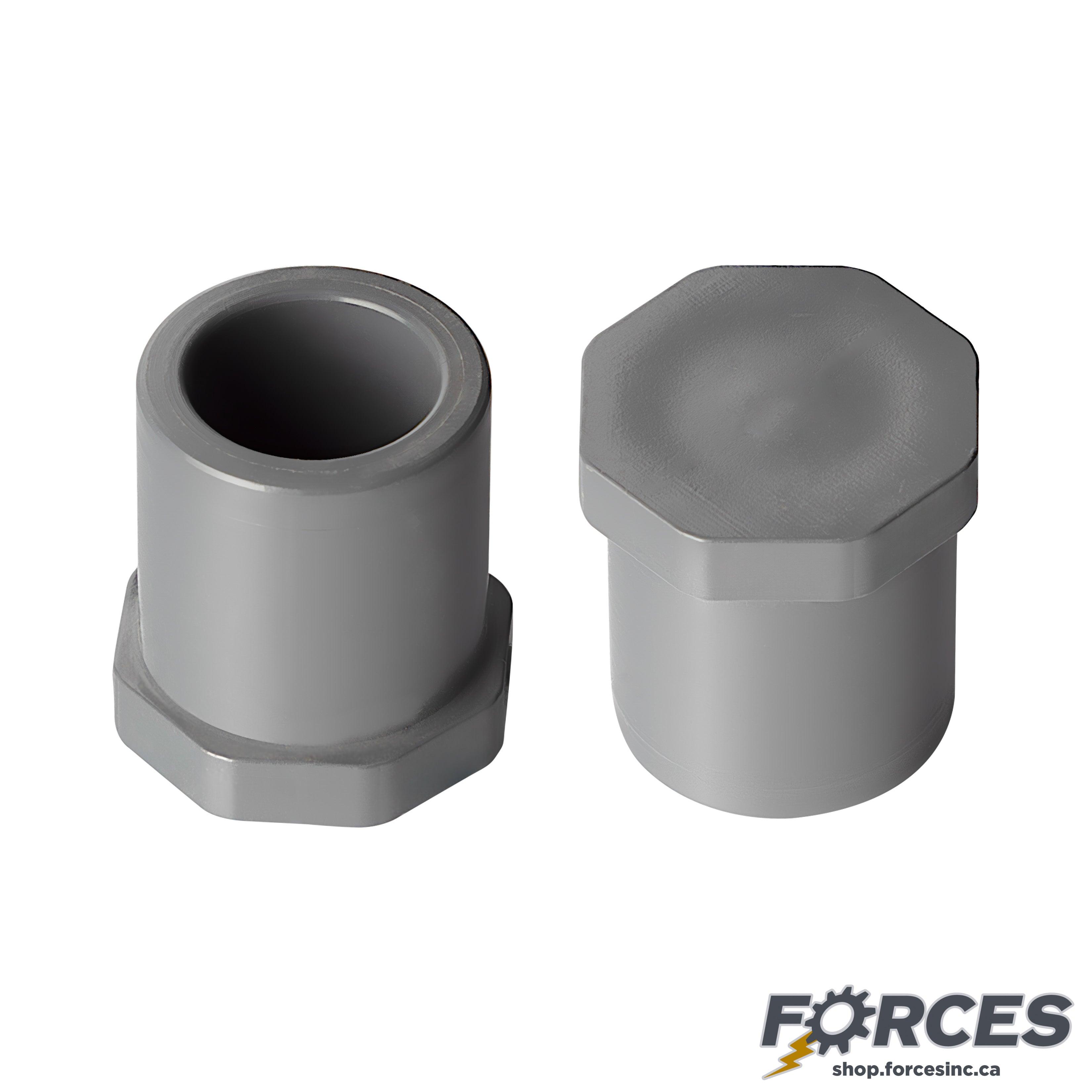 1-1/2" Plugs (Spigot) Sch 80 - PVC Grey | 849015 - Forces Inc