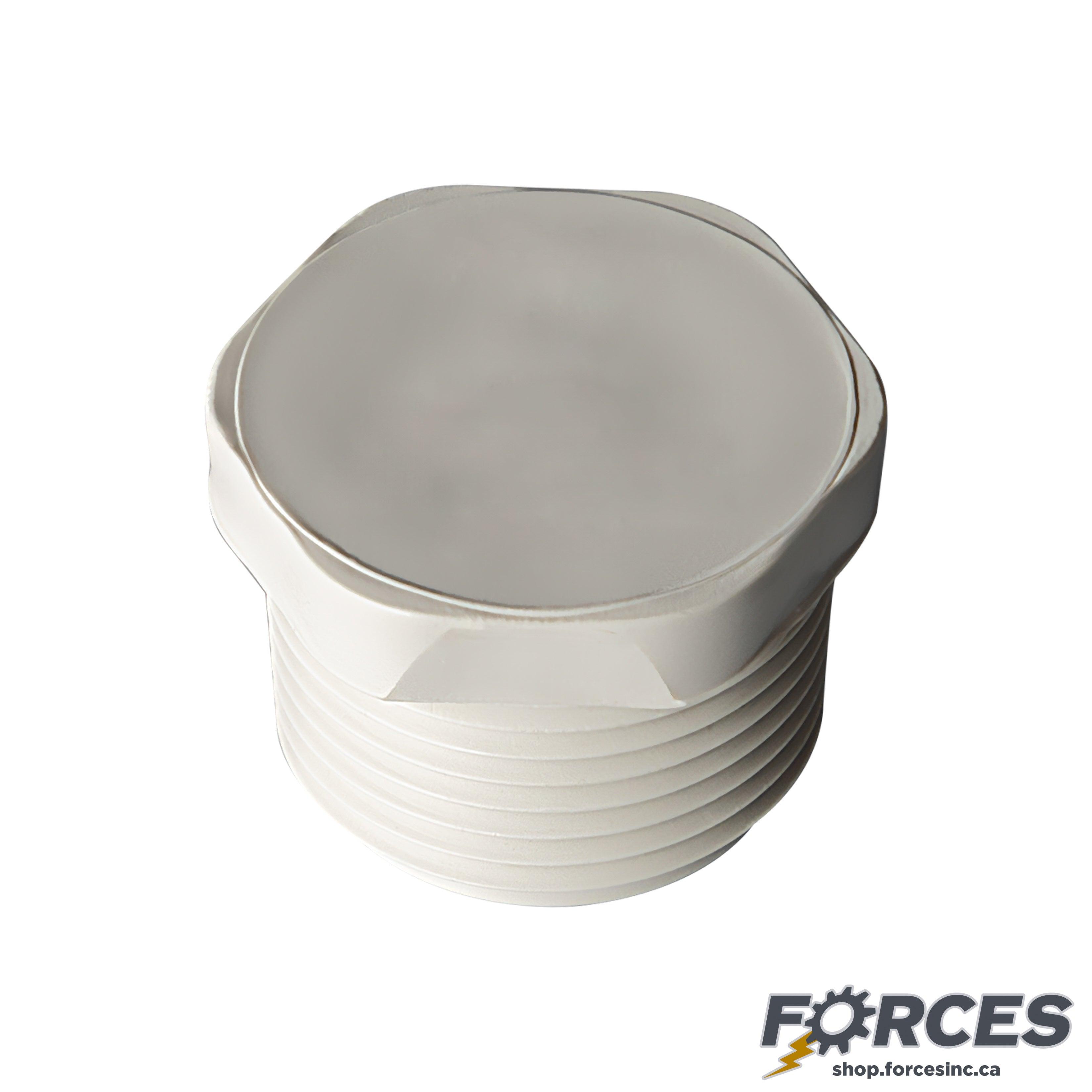 1-1/2" Plugs (Threaded) Sch 40 - PVC white | 450015W - Forces Inc
