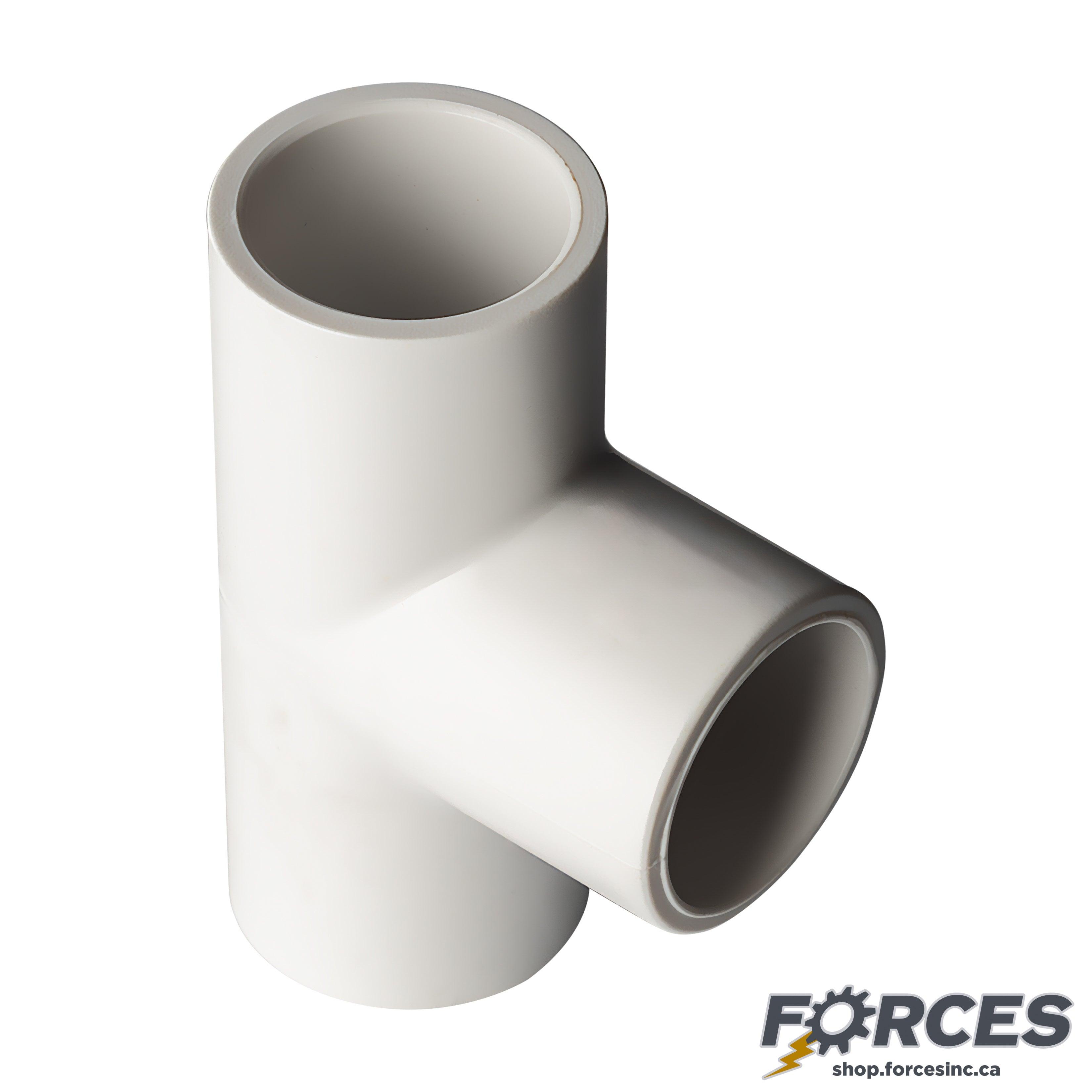 1-1/2" Tee (Socket) Sch 40 - PVC white | 401015W - Forces Inc