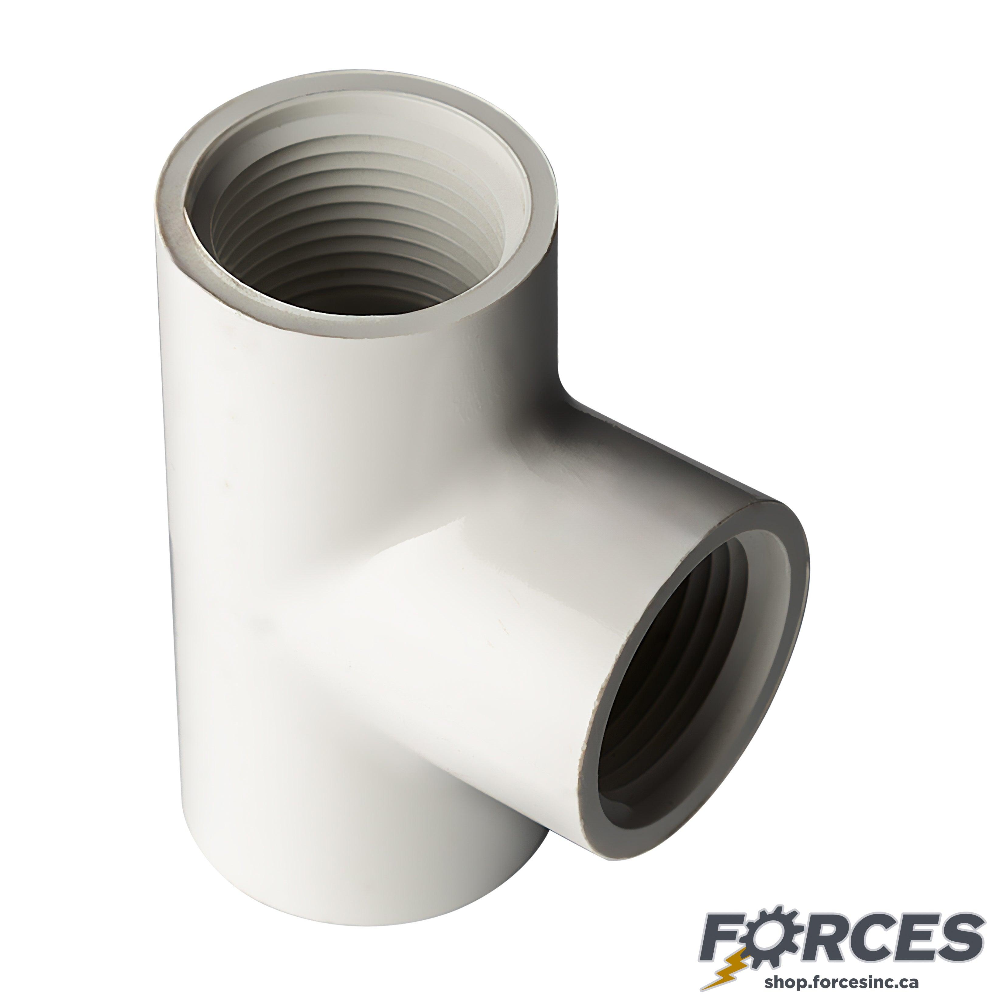 1-1/2" Tee (Threaded) Sch 40 - PVC white | 405015W - Forces Inc