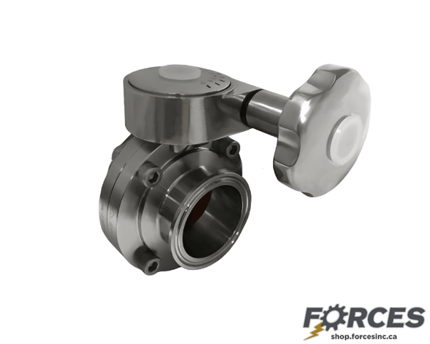 1-1/2" Tri-Clamp Butterfly Valve W/ Micrometric Handle - SS 316 - Forces Inc
