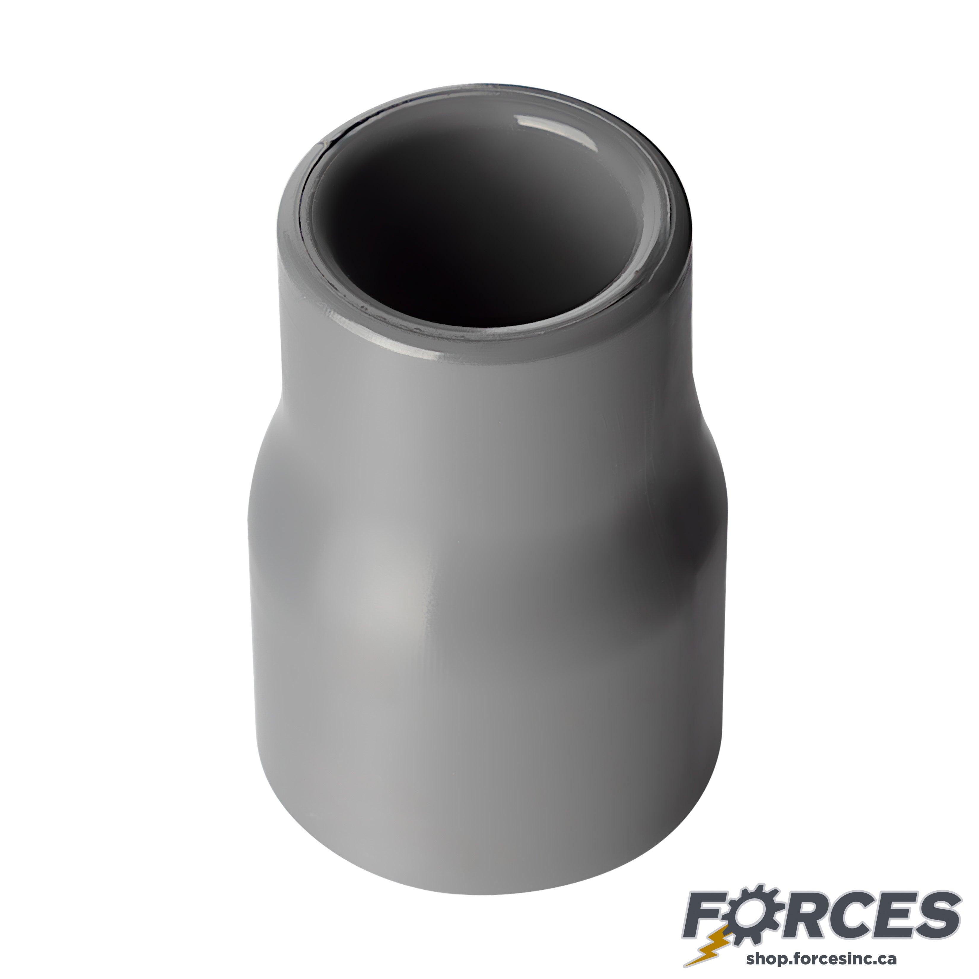 1-1/2" x 1-1/4" Reducing Coupling (Socket) Sch 80 - PVC Grey | 829212 - Forces Inc
