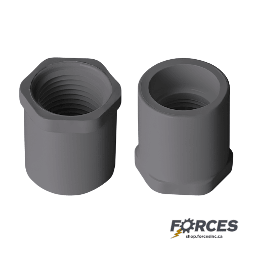 1-1/2" x 1" Reducer Bushing (Slip x FPT) Sch 40 - PVC Grey | 438211 - Forces Inc