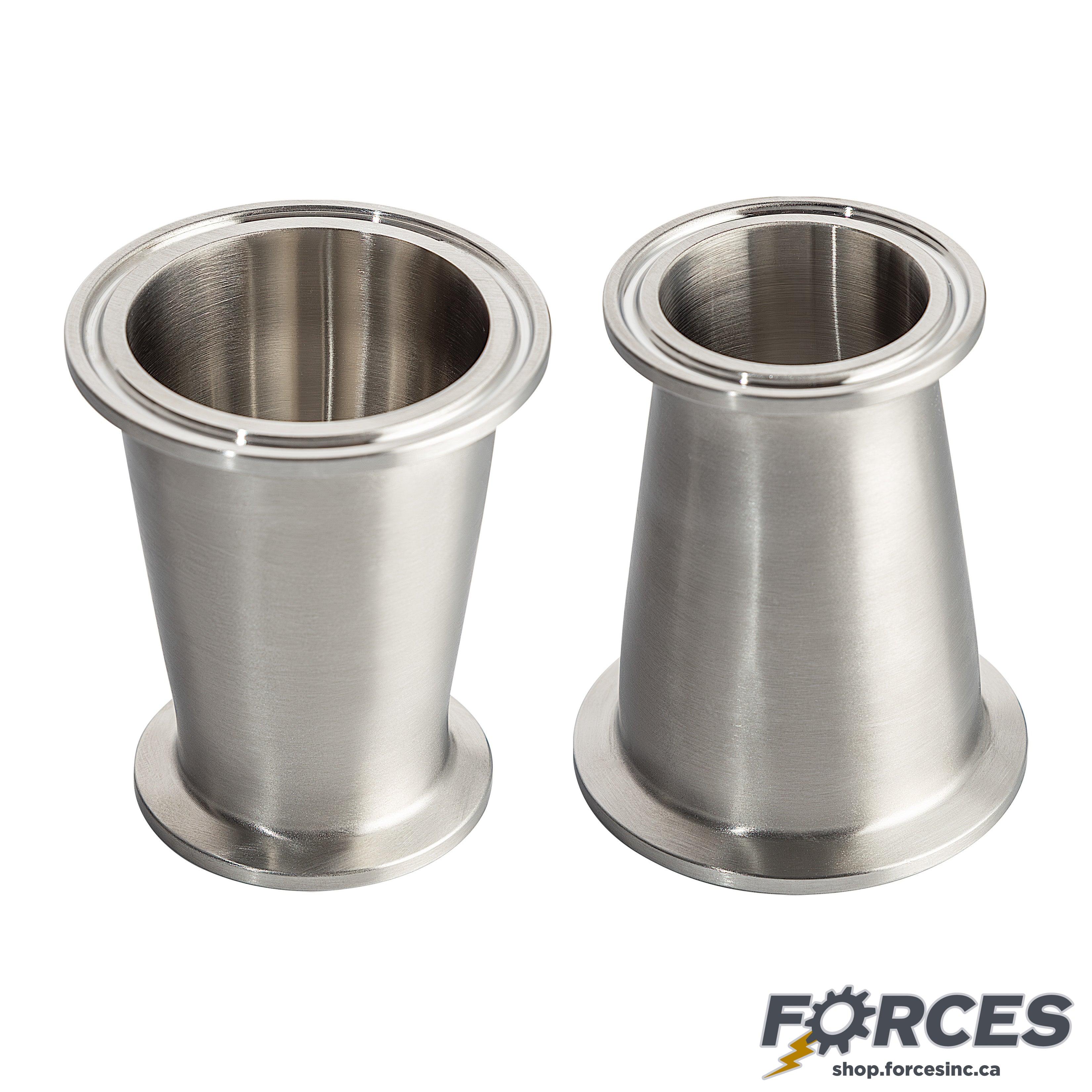 1-1/2" x 1/2" Tri-Clamp Concentric Reducer - Stainless Steel 316 - Forces Inc