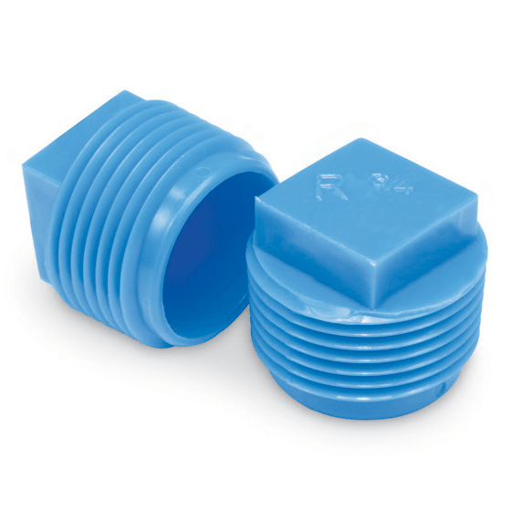 1-1/4"-11-1/2 Square Head Threaded NPT Plug (R) - Polyethylene (Blue) - Forces Inc