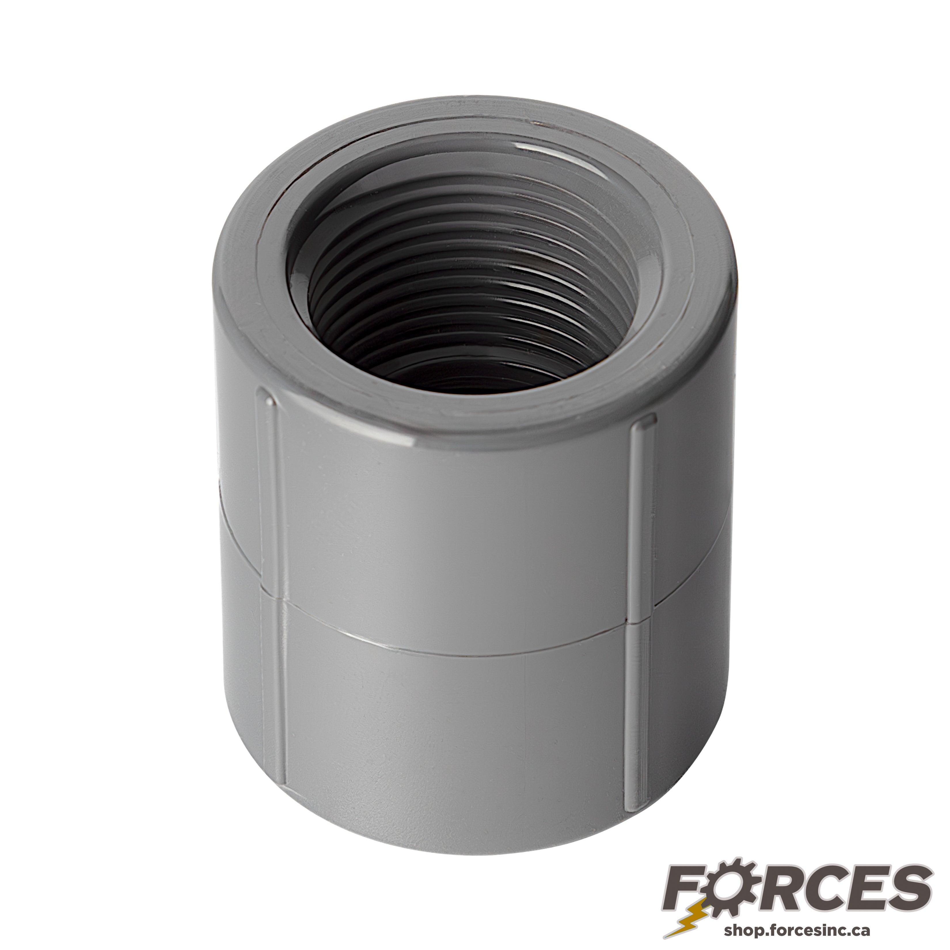 1-1/4" Coupling (Threaded) Sch 80 - PVC Grey | 830012 - Forces Inc