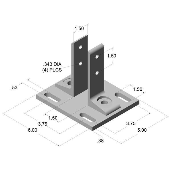 1.5" Floor Mount Base Plate | 15 Series Aluminum T-Slot - Forces Inc