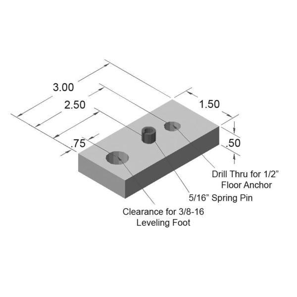 1.5" X 3.0" Floor Anchoring Base Plate | 15 Series Aluminum - Forces Inc