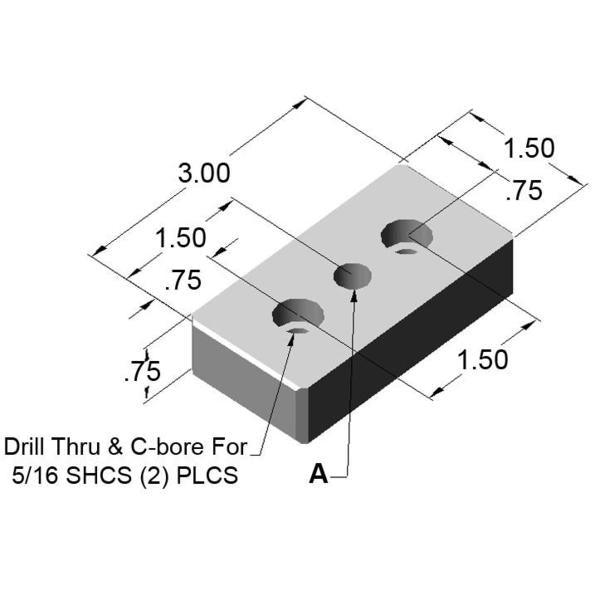 1.5" x 3" Base Plate Center Hole 3/8-16 | 15 Series Aluminum - Forces Inc