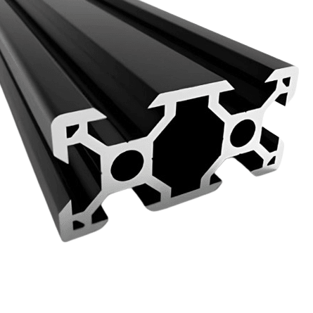 1.5" x 3" T-Slotted Aluminum Extrusion Black Smooth Light - 1ft Bar - Forces Inc
