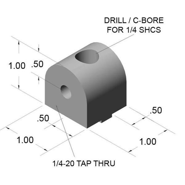 1" Pivot Nub 0° for Static Pivots | 10 Series Aluminum T-Slot - Forces Inc