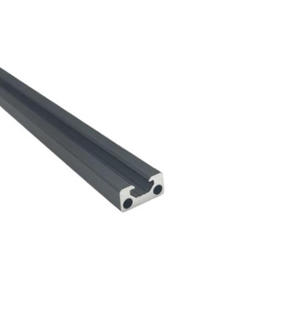 1" x 0.5" Black Smooth T-Slotted Aluminum Extrusion - 1ft Bar - Forces Inc