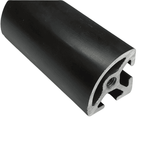 1" x 1" Black Quarter-Round T-Slotted Aluminum Extrusion - 1ft Bar - Forces Inc