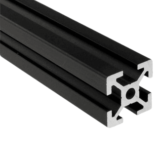1" x 1" Black Smooth T-Slotted Aluminum Extrusion - 1ft Bar - Forces Inc