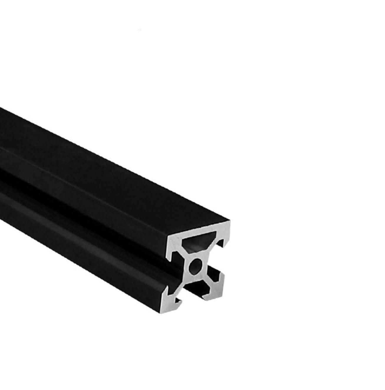 1" x 1" Black Smooth Tri-Slotted Aluminum Extrusion - 1ft Bar - Forces Inc