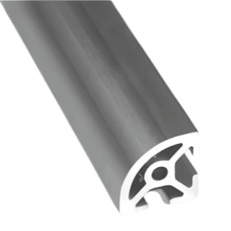 1" x 1" Quarter-Round Smooth T-Slotted Aluminum Extrusion - 1ft Bar - Forces Inc