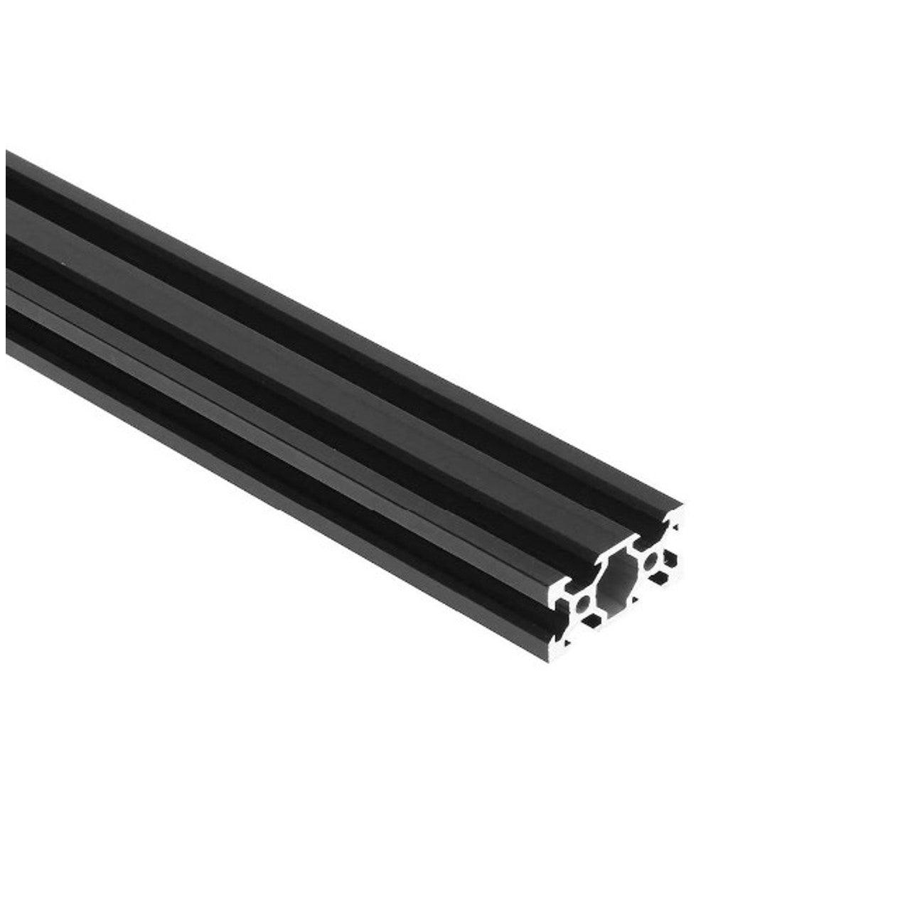 1" x 2" Black Smooth T-Slotted Aluminum Extrusion - 3ft Bar - Forces Inc