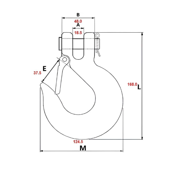 1/2" Clevis Slip Hook with Latch (9000 lbs) - Steel Gold Chromate
