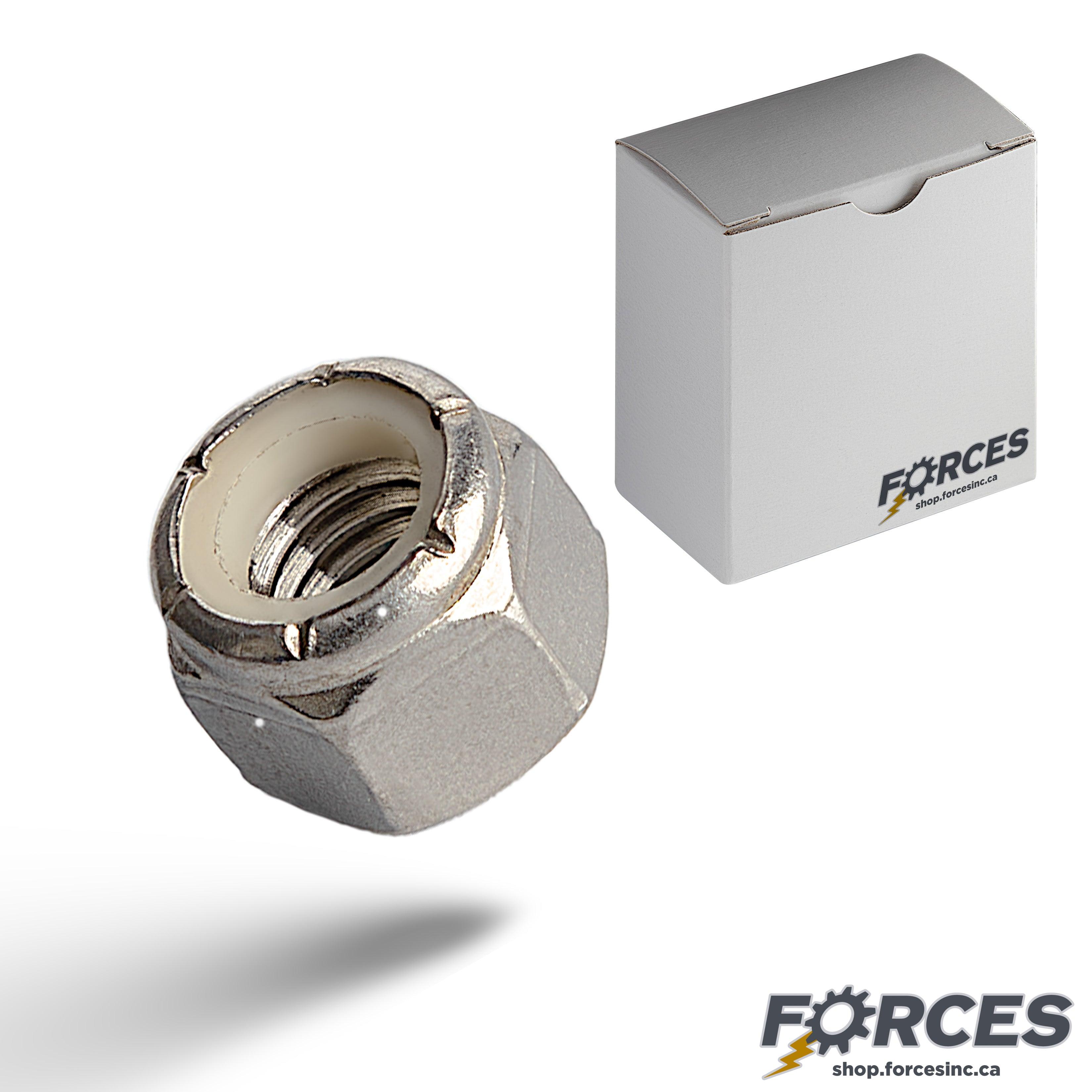 10-32 Nylon Insert Lock Nut 18-8 SS 304 (100/Box) - Forces Inc