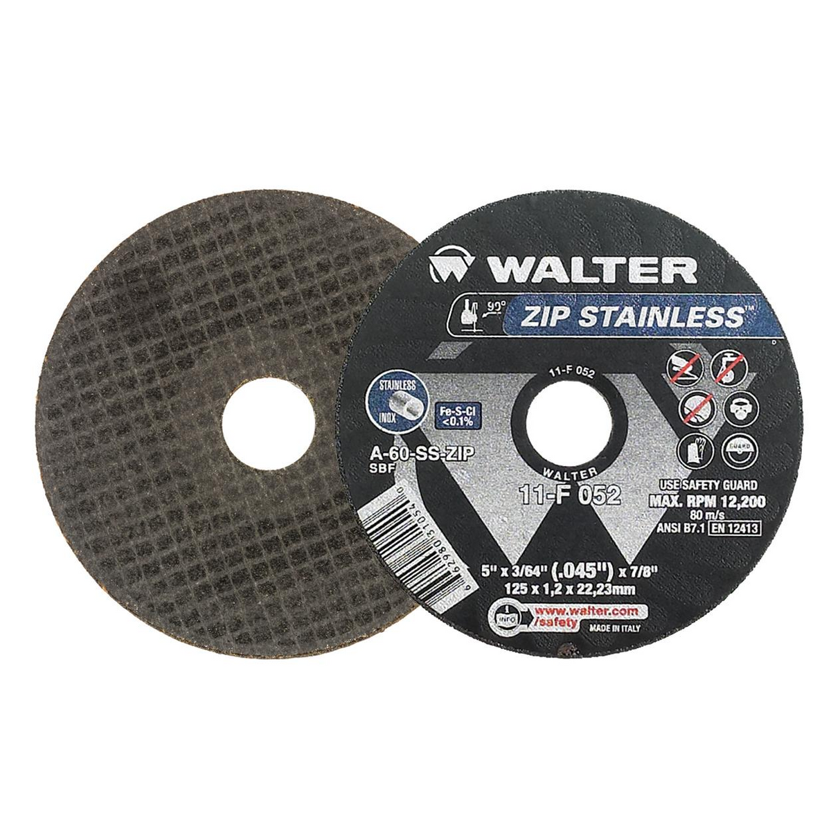 11F052 | ZIP STAINLESS™ Cut-Off Wheel 5" x 3/64", 7/8" Arbor, Type 1