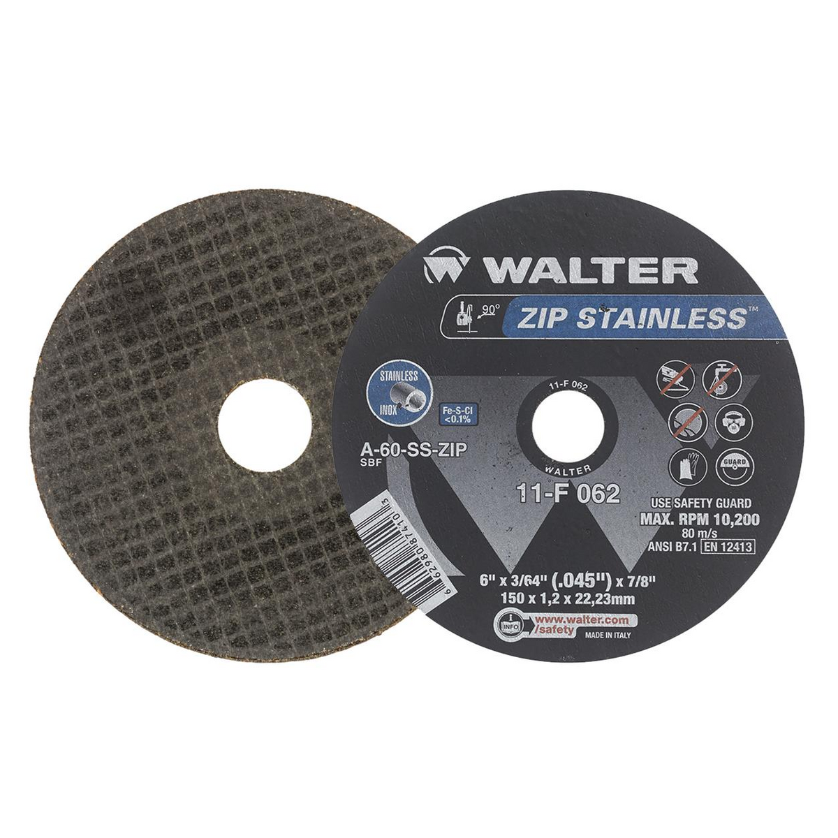11F062 | ZIP STAINLESS™ Cut-Off Wheel 6" x 3/64", 7/8" Arbor, Type 1
