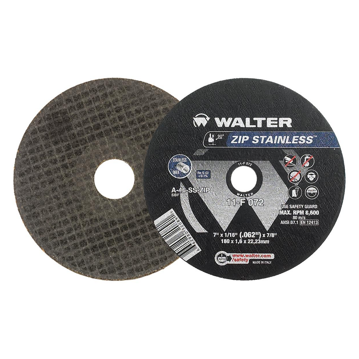 11F072 | ZIP STAINLESS™ Cut-Off Wheel 7" x 1/16", 7/8" Arbor, Type 1