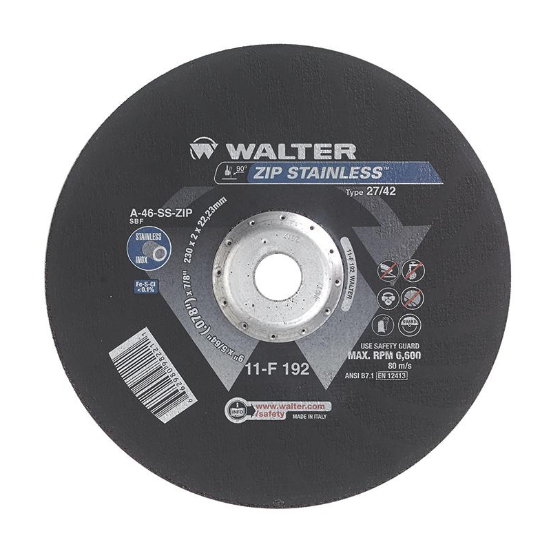 11F192 | ZIP STAINLESS™ Cut-Off Wheel 9" x 5/64", 7/8" Arbor, Type 27