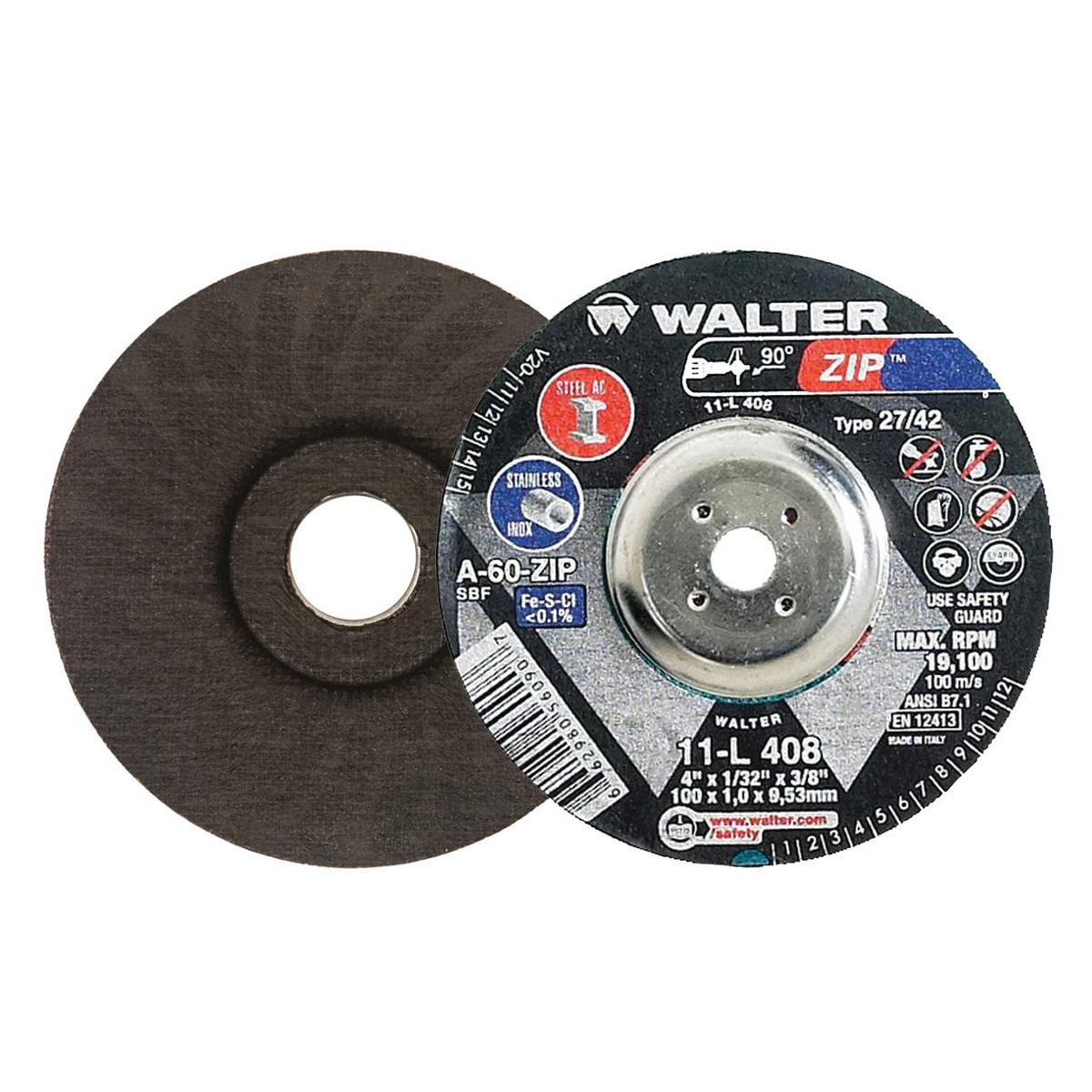11L408 | ZIP™ Cut-Off Wheel 4" x 1/32", 3/8" Arbor, Type 27