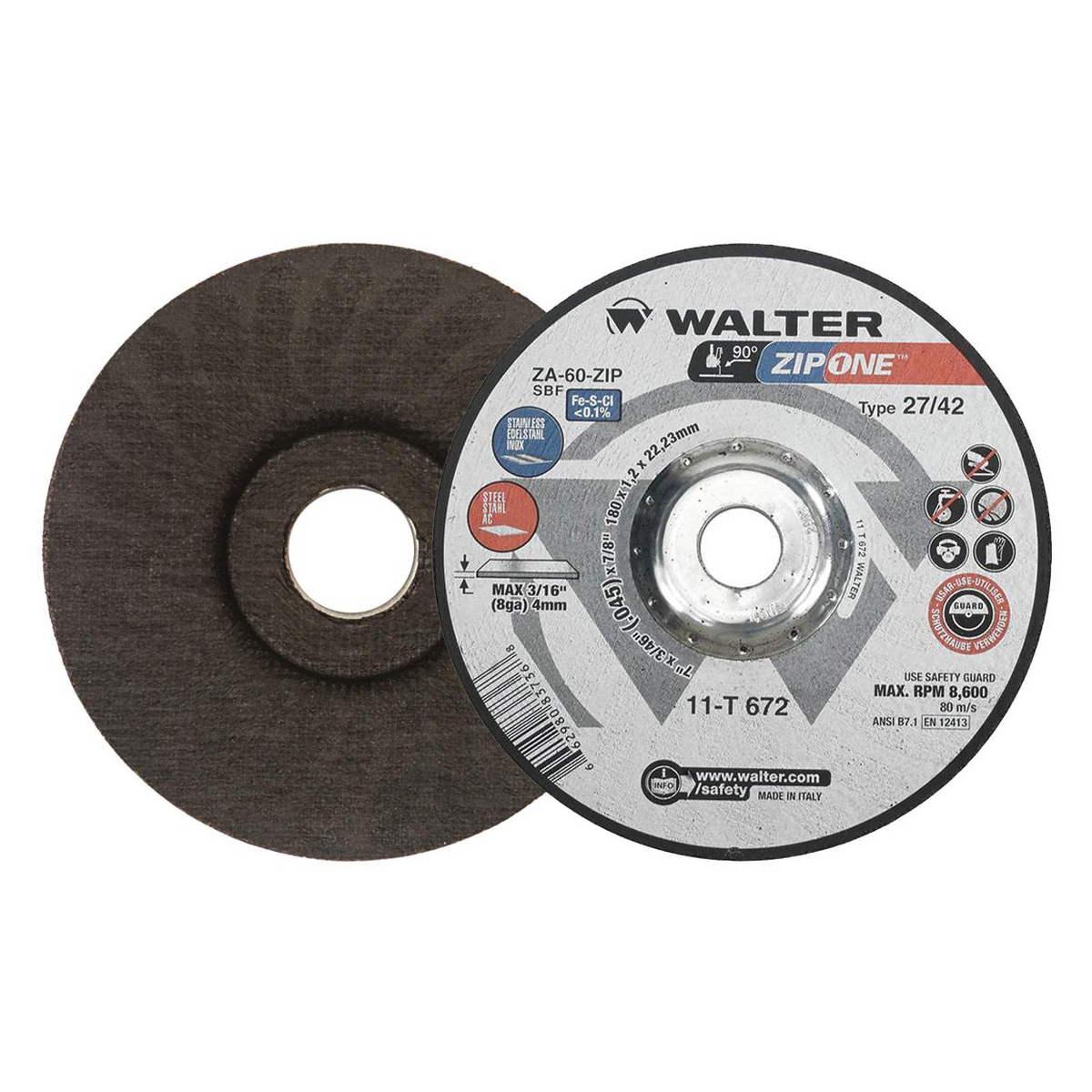 11T672 | ZIP ONE™ Cut-Off Wheel 7" x 3/64", 7/8" Arbor, Type 27