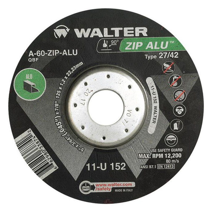 11U152 | ZIP ALU™ Cut-Off Wheel 5" x 3/64", 7/8" Arbor, Type 27
