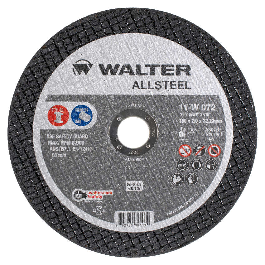 11W072 | ALLSTEEL™ Cut-Off Wheel 7" x 5/64", 7/8" Arbor, Type 1