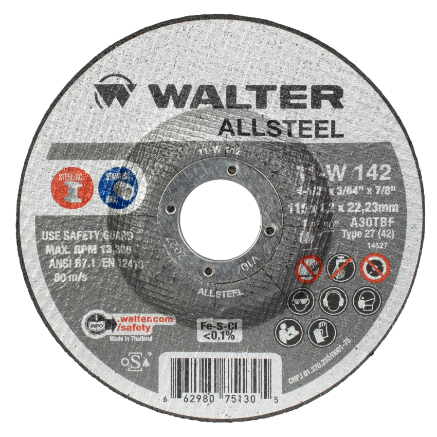 11W142 | ALLSTEEL™ Cut-Off Wheel 4-1/2" x 3/64", 7/8" Arbor, Type 27