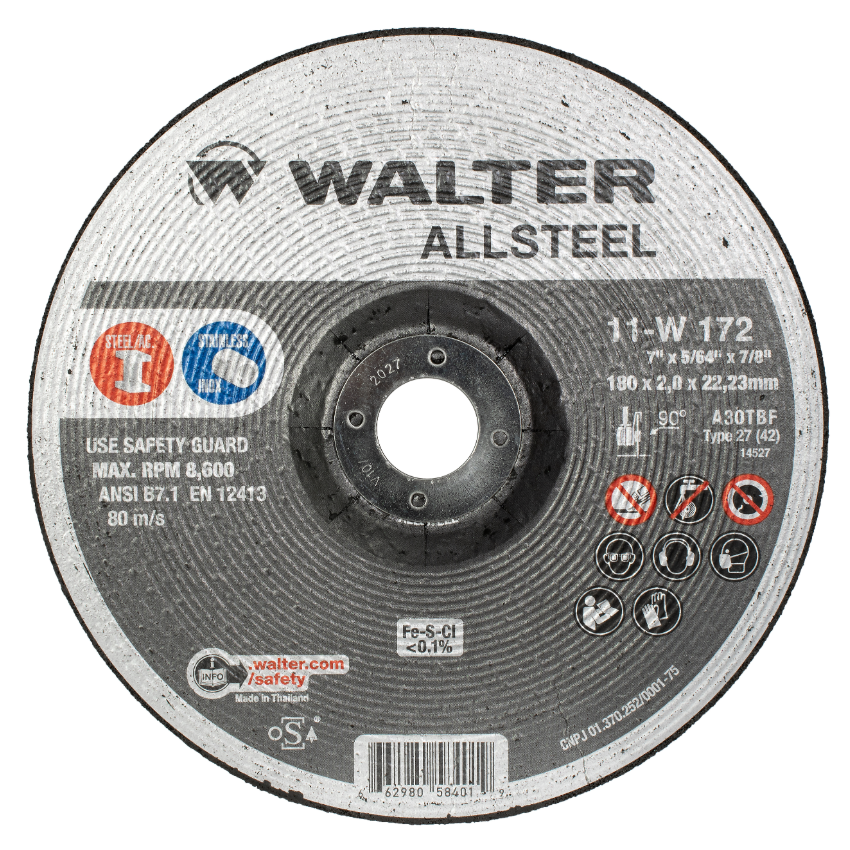 11W172 | ALLSTEEL™ Cut-Off Wheel 7" x 5/64", 7/8" Arbor, Type 27
