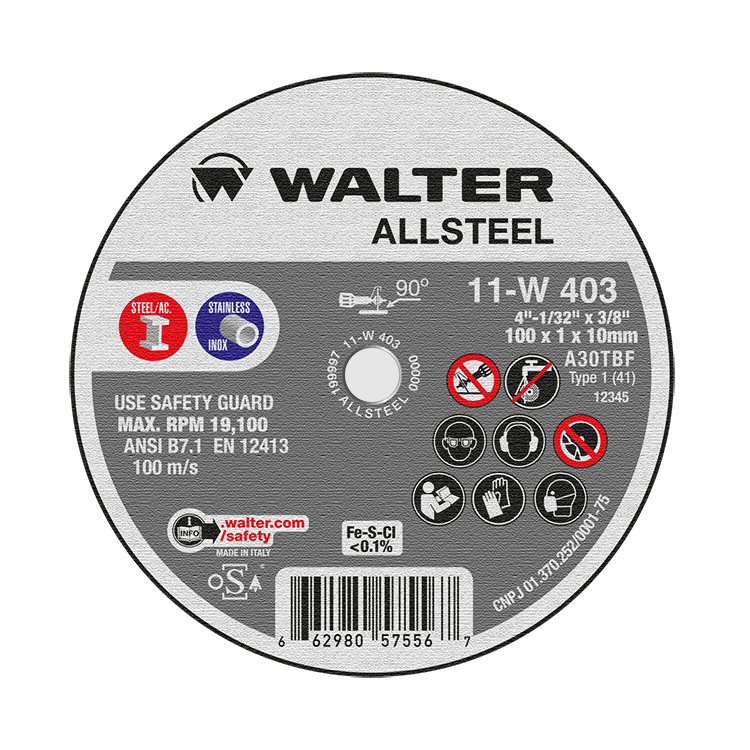 11W403 | ALLSTEEL™ Cut-Off Wheel 4" x 1/32", 3/8" Arbor, Type 1